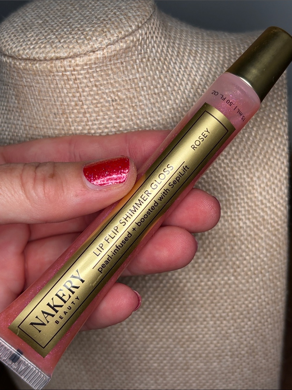 Nakery Beauty Lip Flip Shimmer Gloss — Rosey